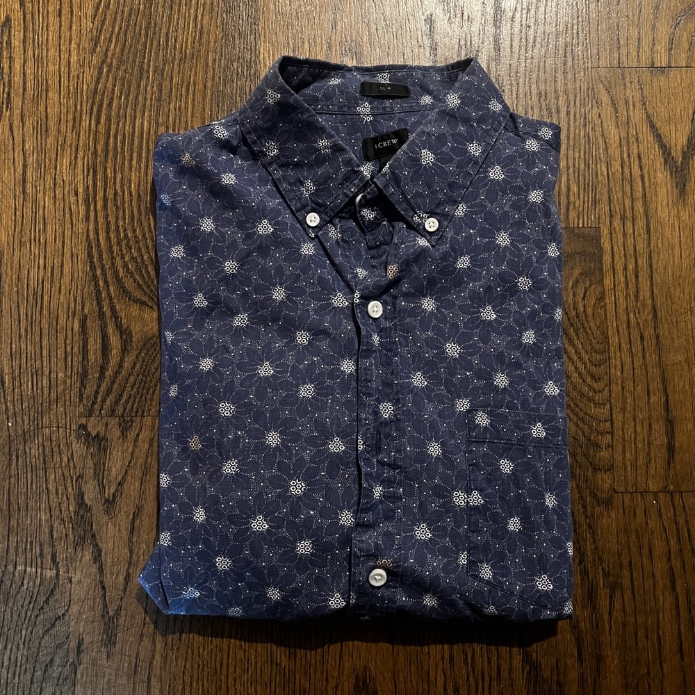 J Crew Blue Pattern Button Down